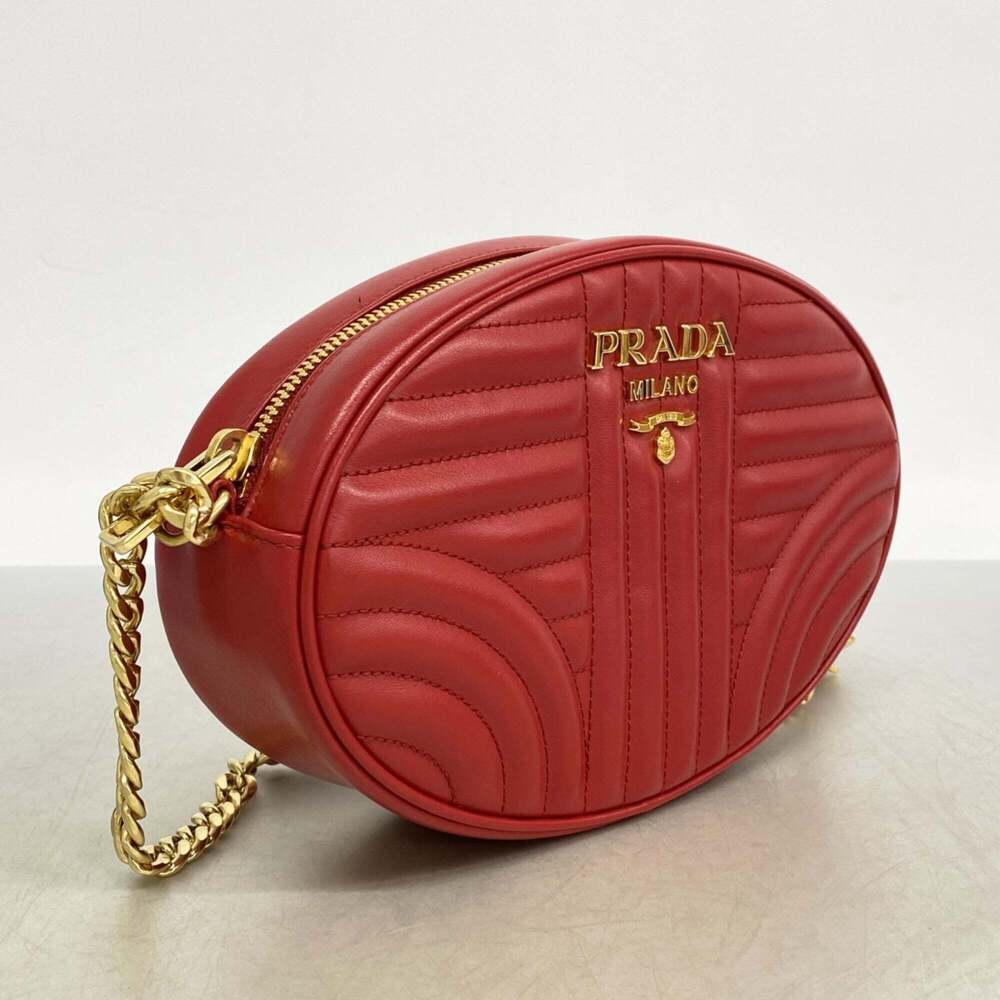 PRADA Red Leather Shoulder Bag - Picture 2 of 9